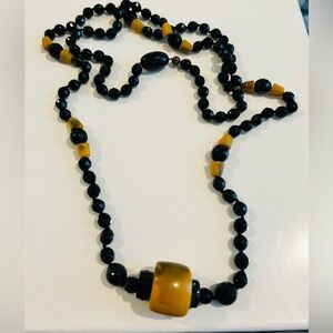 Donatella Pellini Elegant Black & Gold Stone Beaded Necklace Made in Italy
